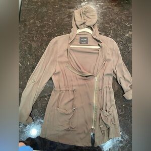 ANTHROPOLOGIE Olive Green Utility Jacket with pockets and hood - S